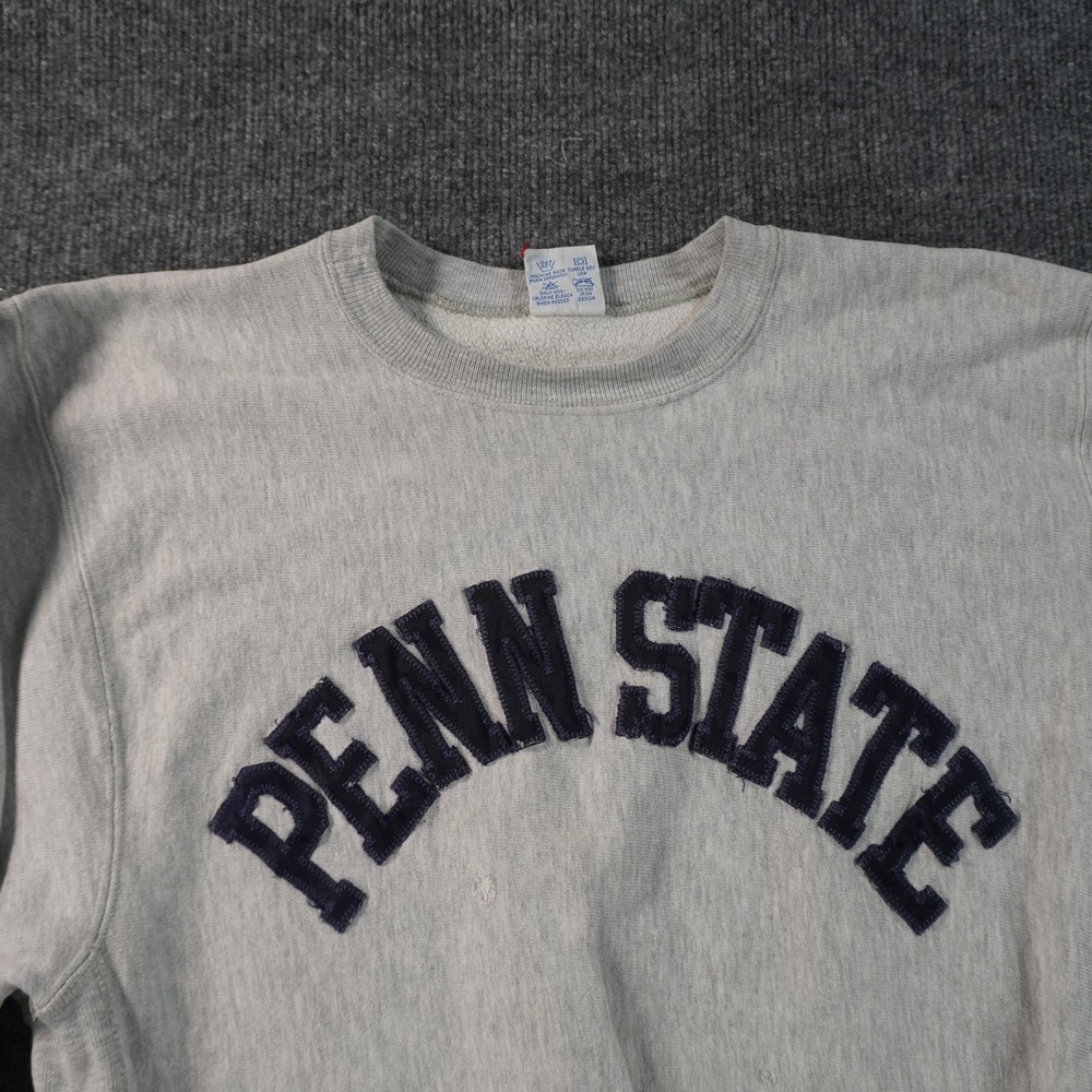 Vintage Champion Reverse Weave Penn State Sweatshirt Mens XL Gray Distressed USA
